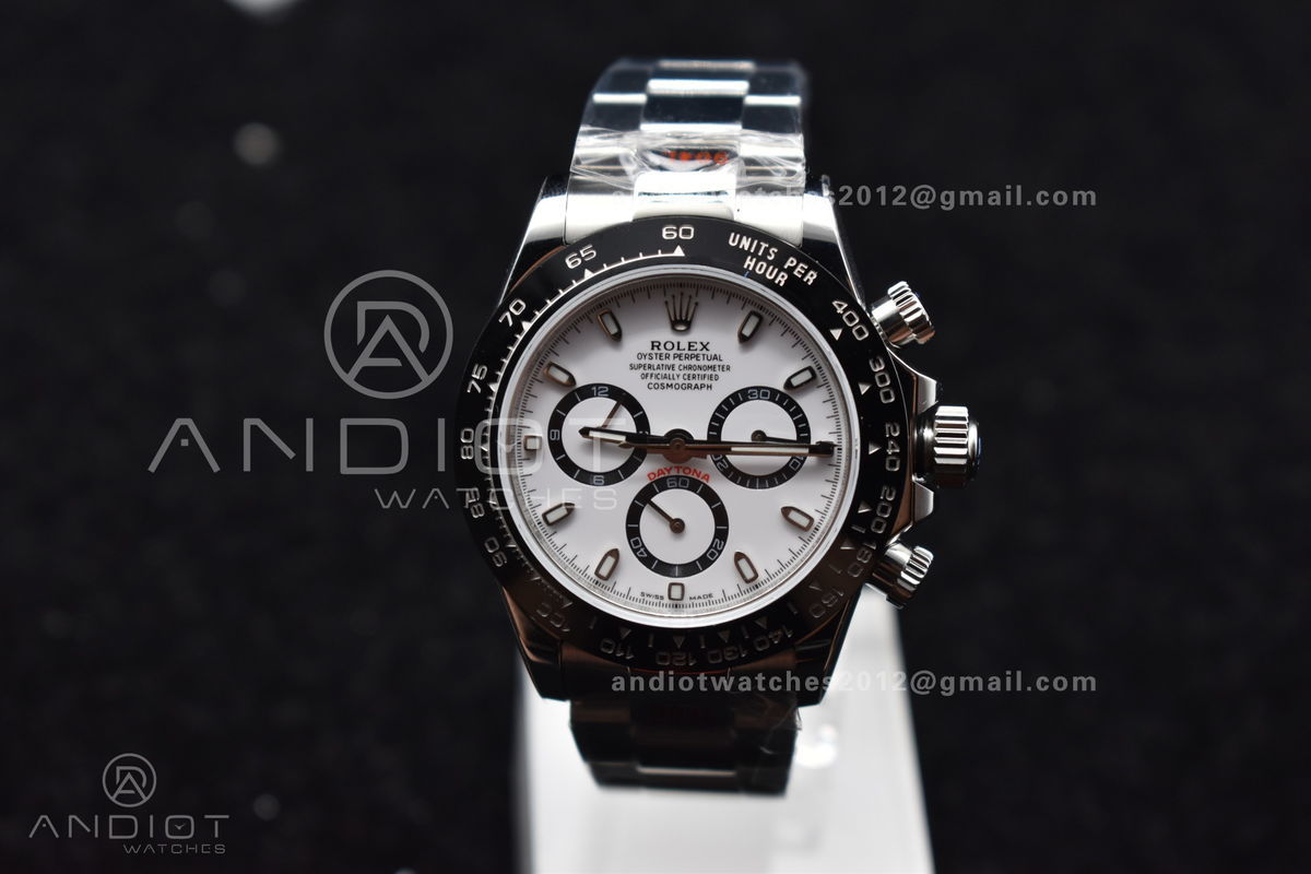 Daytona SS TWF Black Ceramic Bezle White Dial on SS Brcelet A4130 